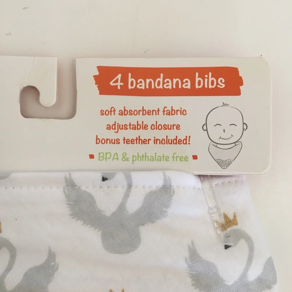 Baby Bandana Bibs - 4 Pack Yoga Sprout Soft Absorbent Bonus Teether NEW